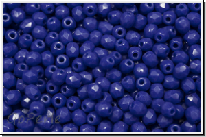 Bhm. Glasschliffperle, feuerpol., 3mm, blue, op., 50 Stk.