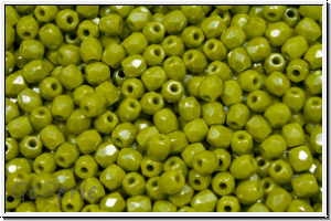 Bhm. Glasschliffperle, feuerpol., 3mm, olivine, lt., op., luster, 50 Stk.