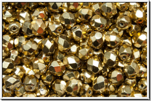 Bhm. Glasschliffperle, feuerpol., 4mm, gold, met., 50 Stk.