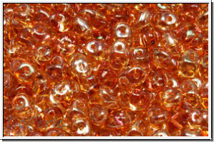 SD-00030-29121, SuperDuo Beads, crystal, trans., copper luster, 10g