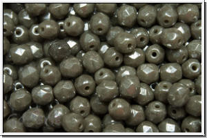 Bhm. Glasschliffperle, feuerpol., 4mm, grey, dk., op., luster, 50 Stk.