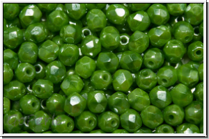 Bhm. Glasschliffperle, feuerpol., 4mm, green, silk, luster, 50 Stk.