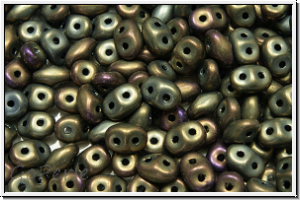 SD-23980-21115, SuperDuo Beads, brown, met., iris., matte, 10g