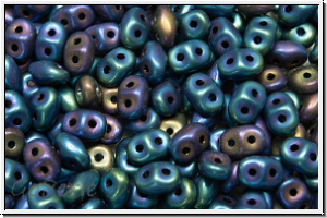 SD-23980-21135, SuperDuo Beads, blue, met., iris., matte, 10g