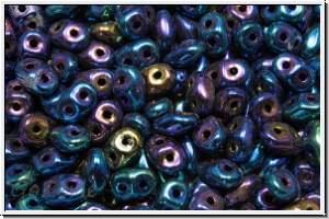 SD-23980-21435, SuperDuo Beads, blue, met., iris., 10g