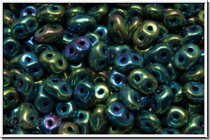 SD-23980-21455, SuperDuo Beads, green, met., iris., 10g