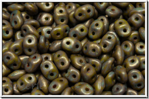 SD-53420-15695-84110, SuperDuo Beads, olivine, lt., op., lila gold luster, matte, 10g