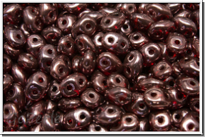 SD-90080-15726, SuperDuo Beads, siam ruby, trans., vega luster, 10g