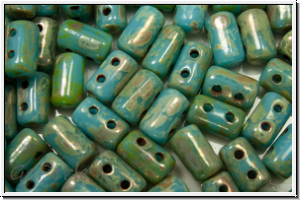 RUL-63030-43400, Rulla Beads, 3x5mm, aqua, op., silver picasso, 100 Stk. (ca. 11 g)