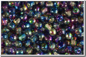 bhm. Glasperle, rund, 4mm, crystal, transparent, magic blue/purple, 50 Stk.