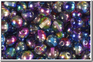 bhm. Glasperle, rund, 6mm, crystal, trans., magic blue/purple, 25 Stk.