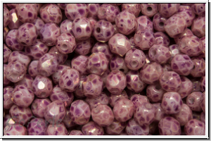 Bhm. Glasschliffperle, feuerpol., 4mm, white, op., pink marbled, 50 Stk.