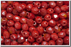 Bhm. Glasschliffperle, feuerpol., 4mm, red, op., luster, 50 Stk.