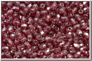 Bhm. Glasschliffperle, feuerpol., 3mm, fuchsia, trans., luster, 50 Stk.