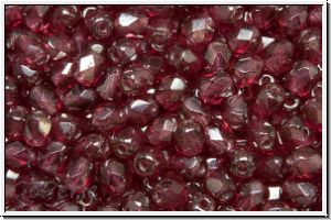 Bhm. Glasschliffperle, feuerpol., 4mm, fuchsia, trans., luster, 50 Stk.