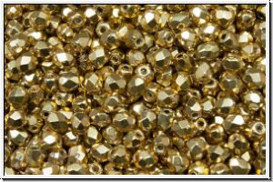 Bhm. Glasschliffperle, feuerpol., 3mm, gold, met., 50 Stk.