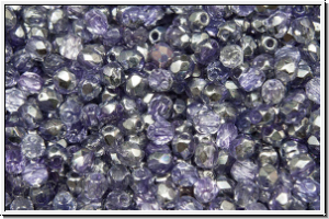 Bhm. Glasschliffperle, feuerpol., 3mm, crystal, trans., half apollo, tanzanite, 50 Stk.