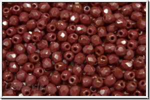 Bhm. Glasschliffperle, feuerpol., 3mm, garnet, dkst. op., 50 Stk.