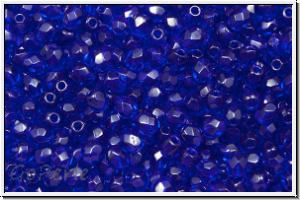 Bhm. Glasschliffperle, feuerpol., 3mm, cobalt, trans., 50 Stk.