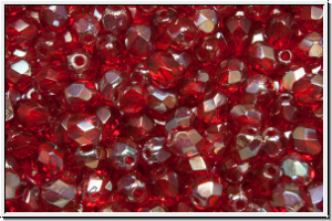 Bhm. Glasschliffperle, feuerpol., 4mm, siam trans., celsian, 50 Stk.