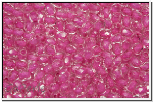 Bhm. Glasschliffperle, feuerpol., 3mm, crystal, trans., pink-ld., 50 Stk.