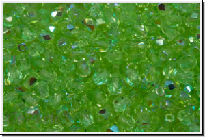 Bhm. Glasschliffperle, feuerpol., 3mm, peridot, lt., trans., AB, 50 Stk.