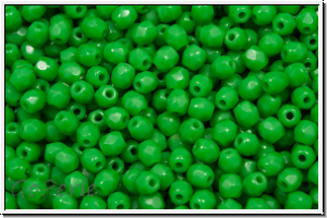 Bhm. Glasschliffperle, feuerpol., 3mm, jade green, dk., op., 50 Stk.