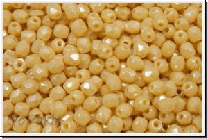 Bhm. Glasschliffperle, feuerpol., 3mm, ivory, op., luster, 50 Stk.