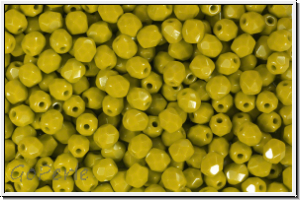 bhm. Glasschliffperle, feuerpol., 4mm, olivine, op., 50 Stk.