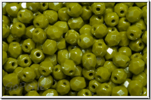 Bhm. Glasschliffperle, feuerpol., 4mm, olive, lt., op., luster, 50 Stk.