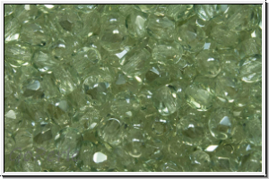 Bhm. Glasschliffperle, feuerpol., 4mm, crystal, trans., viridian, 50 Stk.