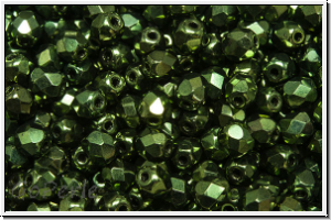 Bhm. Glasschliffperle, feuerpol., 4mm, green, met., 50 Stk.