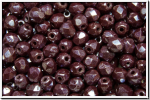 Bhm. Glasschliffperle, feuerpol., 4mm, garnet, lt., op., luster, 50 Stk.