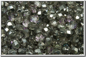 Bhm. Glasschliffperle, feuerpol., 4mm, crystal, trans., lt. vitrail, 50 Stk.