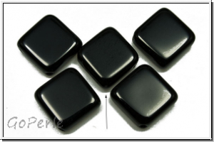 Bhm. Glasperle, Quadrat, diagonal gelocht, 11x11x4,4mm, black, op., 5 Stk.