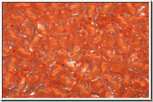 Bhm. Glasschliffperle, feuerpol., 4mm, crystal, trans., neon orange-ld., 50 Stk.