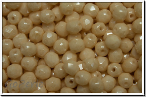 Bhm. Glasschliffperle, feuerpol., 4mm, white, op., champagne luster, 50 Stk.