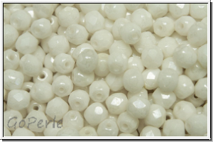 Bhm. Glasschliffperle, feuerpol., 4mm, white, op., luster, 50 Stk.