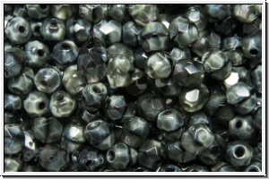 Bhm. Glasschliffperle, feuerpol., 4mm, dark grey, moonlight, 50 Stk.