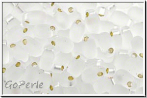 LDP-0001f, MIYUKI Long Drops, crystal, trans., silver-ld., matte, 10g