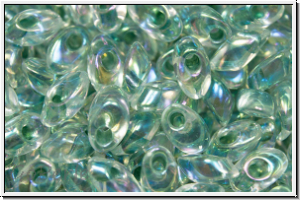 LMA-0263, MIYUKI Long Magatama, 4x7mm, crystal, trans., seafoam-ld., AB, 80 Stk-