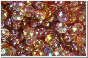 Piggy Beads, 4x8mm, crystal, trans., pink/gold luster, 25 Stk.