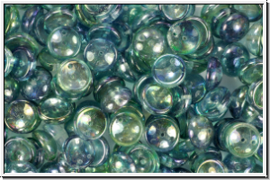 Piggy Beads, 4x8mm, crystal, trans., blue/green luster, 25 Stk.