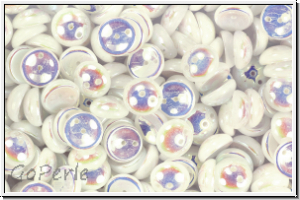 Piggy Beads, 4x8mm, white, op., full AB, 25 Stk.