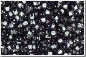 bhm. Glasperle, rund, 4mm, crystal, trans., half black, 50 Stk.