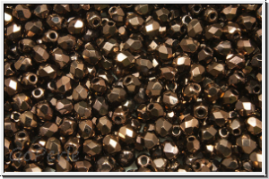 Bhm. Glasschliffperle, feuerpol., 3mm, chocolate, met., 50 Stk.