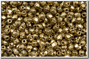 Bhm. Glasschliffperle, feuerpol., 3mm, 24kt goldbronze, met., 50 Stk.