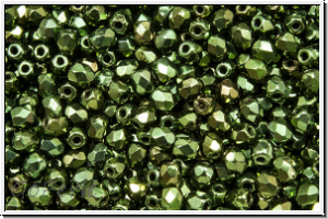 Bhm. Glasschliffperle, feuerpol., 3mm, green, met., 50 Stk.