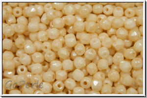 Bhm. Glasschliffperle, feuerpol., 3mm, white, op., champagne luster, 50 Stk.