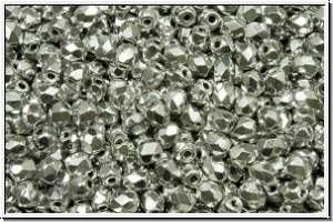 Bhm. Glasschliffperle, feuerpol., 2mm, crystal, trans., full silver, 50 Stk.